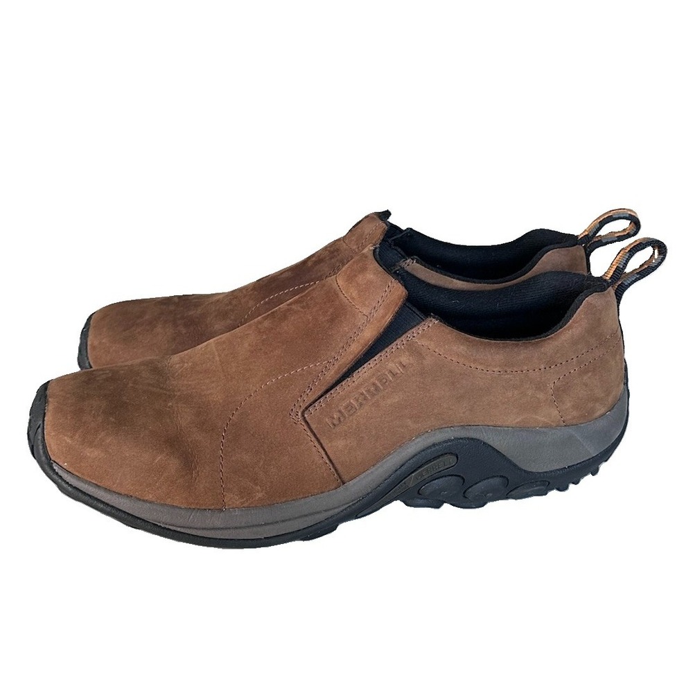 Merrell Mens Jungle Moc Brown Leather Slip On Shoes J63839W Size 12 W